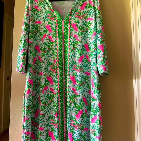 Lilly Pulitzer ChillyLillyNADINE DRESS Notch Neck UPF50+ Size XXL